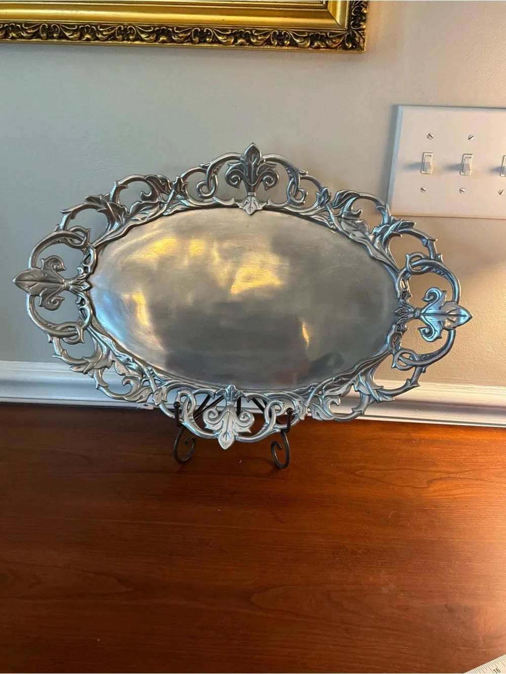 Arthur Court Ornate Silver-Tone Oval Wall Tray